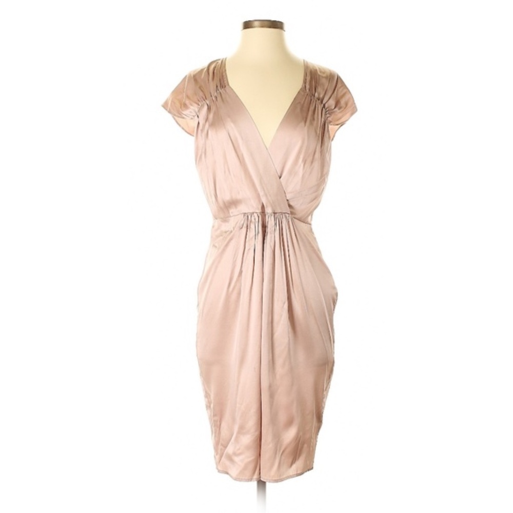Poleci Pale Pink Edwardian Silk Cocktail Dress - Size 0